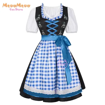 2025 2025 Neues Oktoberfest-Dirndl-Kleid, Übergröße, Blumen-Cosplay-Kostüm für Damen, schulterfrei, Bier-Festival-Outfit, Cosplay O Image