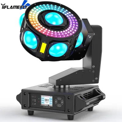 Yiflamefly 200W Moving Head Light 4 LEDs RGBW 360°Rotation DJ Light DMX 512 19/25CH For Disco Wedding Parties Live Show Bar