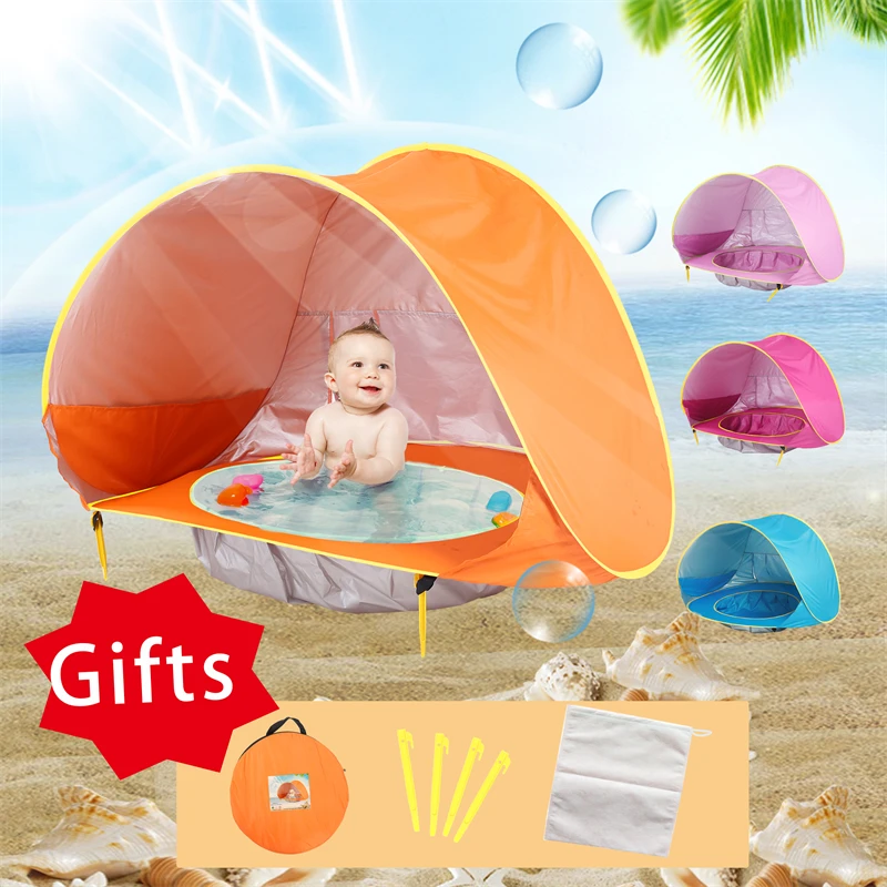 Baby Strand Zelt Tragbare Schatten Pool UV Schutz Sun Shelter Für Infant Outdoor Spielzeug Kind Schwimmen Pool Spielen Haus Zelt Spielzeug Image