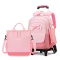 Borsa da scuola Zaino per bambini con ruote per ragazzi e ragazze Zaini con ruote con ruote Trolley Bookbag Bagaglio a mano con borse a tracolla