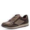 Plateausneaker TAMARIS, Damen, Gr. 36, grau (taupe kombiniert), Lederimitat, Textil, unifarben mit Farbeinsätzen, sportlich, Schuhe, Freizeitschuh, Halbschuh, Schnürschuh mit dezenten Metallic-Details