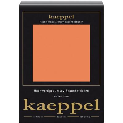 Spannbettlaken KAEPPEL "Single Jersey Mako Cotton", orange (mandarine), B:140-160cm L:200cm, Jersey, Obermaterial: 100% Baumwolle, Laken, Bettlaken aus 100% Baumwolle Image