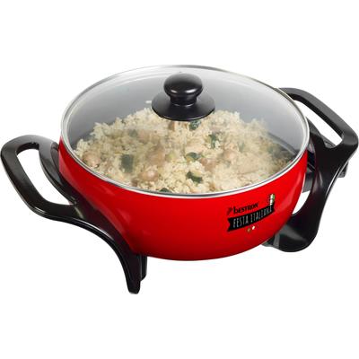 BESTRON Elektrische Partypfanne "APP800 Viva Italia", rot (rot, schwarz), B:26cm H:40cm T:20cm, Elektropfannen, XL-Multifunktionspfanne, Glasdeckel, Antihaftbeschichtet Image