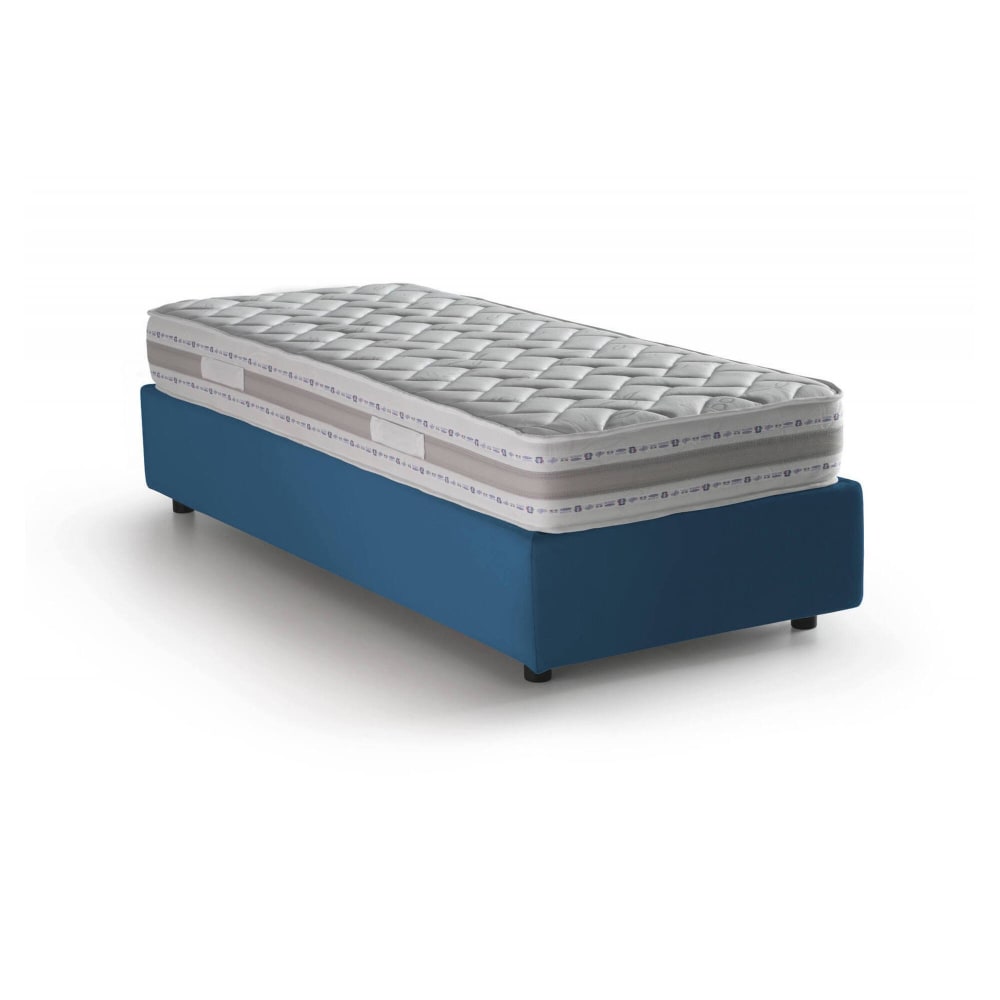 Lit simple en tissu bleu 80x190 cm