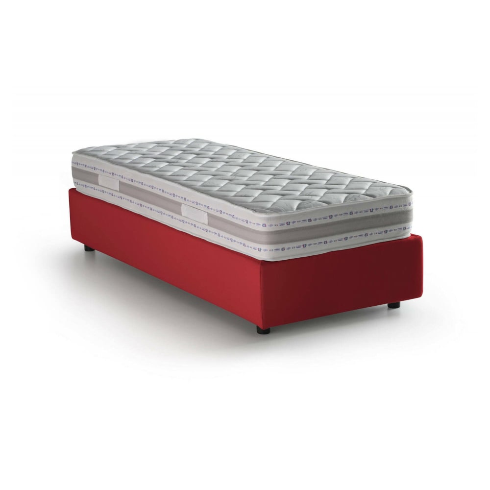 Lit simple en tissu rouge 90x190 cm