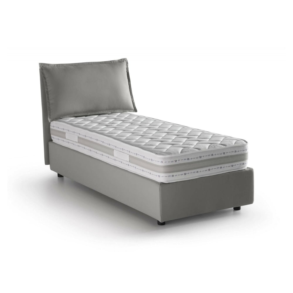 Lit simple en tissu gris 80x190 cm