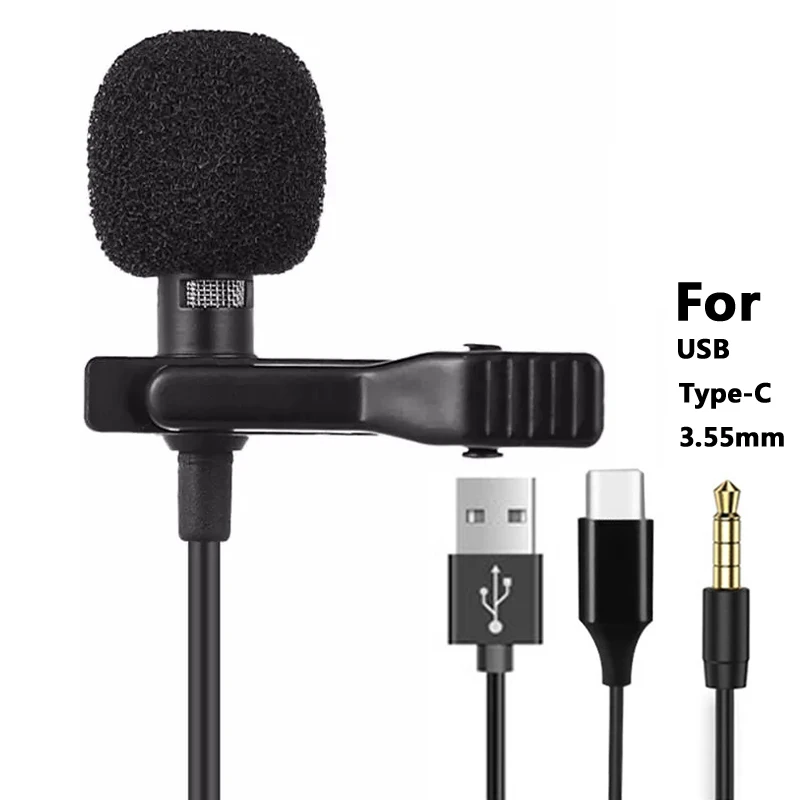 Mini Microphone Lavalier Portable à condensateur, micro à revers filaire USB 3.5mm type-c, pour téléphone, ordinateur Portable, Smartphone