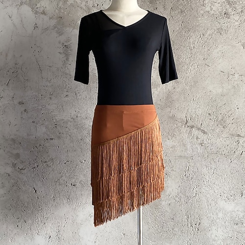 Damenhose mit Paillettenfransen für den Lateintanz – lange Hose mit weitem Bein für Gesellschaftstanz/Standard, Jitterbug Square Dance-Aufführung/Übung Image