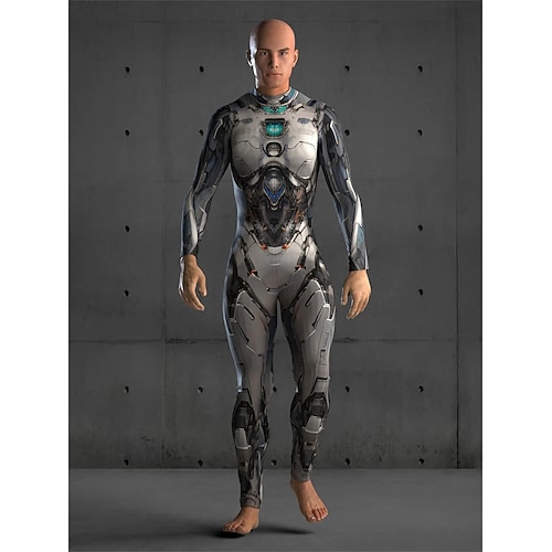 Karneval 2026 Roboter Cyborg Bodysuits Halloween-Gruppen-Paarkostüme Ganzkörper-Catsuit Gruseliges Kostüm Erwachsene Kinder Alle Halloween Karneval Tag der Toten Club Party Leistung Einfache Image