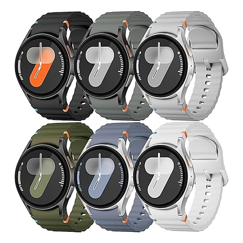 6er Pack Uhrenarmband für Samsung Galaxy Watch 7/6/5/4 40/44mm, Watch 5 Pro 45mm, Watch 6 Classic 43/47mm, Watch 4 Classic 42/46mm Silikon Ersatz Gurt Niedlich Sportarmband Armband Image