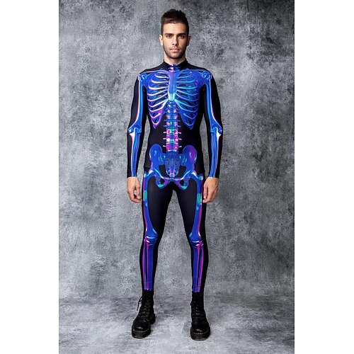 Totenkopf Skelett Bodysuit Halloween Gruppenkostüme Paarkostüme Ganzkörper-Catsuit Gruselkostüm Herren Damen Jungen Kinder Erwachsene Performance Party Club Halloween Karneval Tag der Toten einfach Image