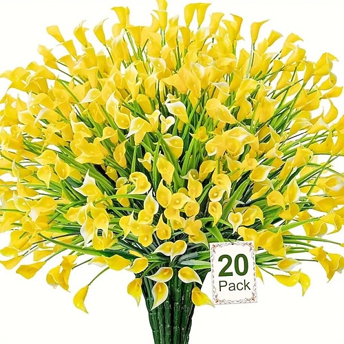 20er-Pack künstliche Kara-Lilien für den Außenbereich, UV-geschützte Kunstblumen aus Kunststoff für Garten, Veranda, Hof, Büro, Fensterrahmen, Schreibtisch und Heimdekoration – Image