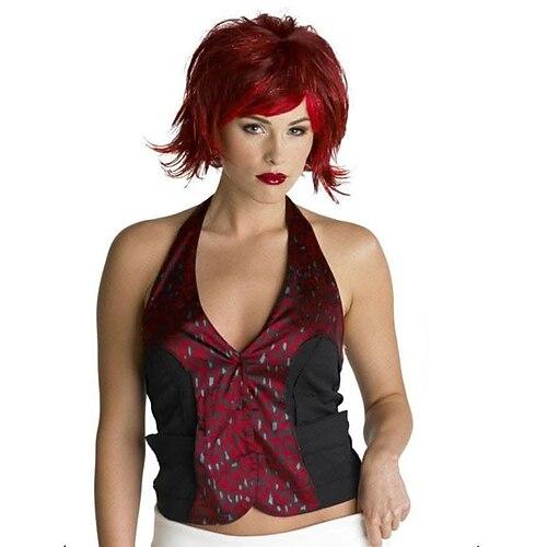 Rasierer Pixie schwarz lila Halloween-Perücke für Damen – ausgefallener synthetischer Pixie-Schnitt, perfekt für Cosplay Kostümpartys