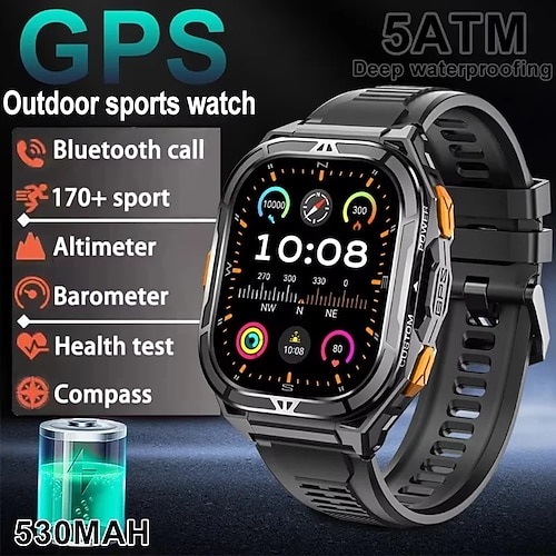 X5 Smartwatch 1.96 Zoll Smartwatch Fitnessuhr Bluetooth Anruferinnerung Aktivitäts-Tracker Herzschlagmonitor Sitzende Erinnerung Finden Sie Ihr Gerät Kompatibel mit Android iOS IP68 Herren GPS Image