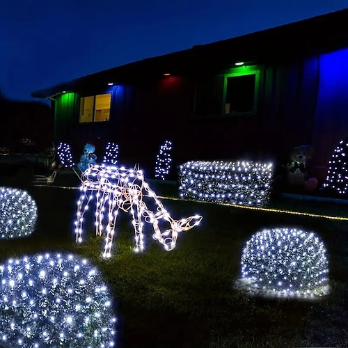 LED Feen-Netz-Lichterkette 1.5M1.5M /1.5M4.5M /3M3M 6M4M /8M10M Wahl Feiertag flexible Lichterkette Bunte Beleuchtung für Hof Garten Terrasse Dekorationslichter EU US AU UK Stecker Image