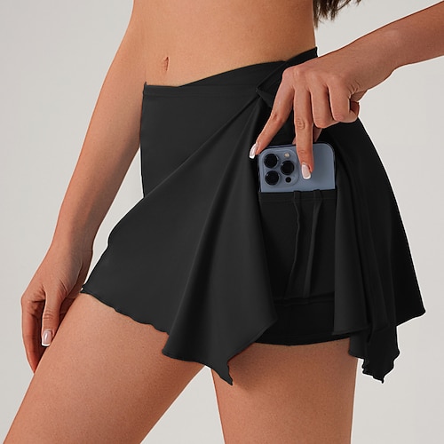 Damen Yogashorts Bikershorts Mit Taschen Bauchkontrolle Hohe Taille Fitnessstudio Training sportlich Unterteile Einfarbig Schwarz Blau Dunkelblau Sport Sportkleidung Enge Passform Image