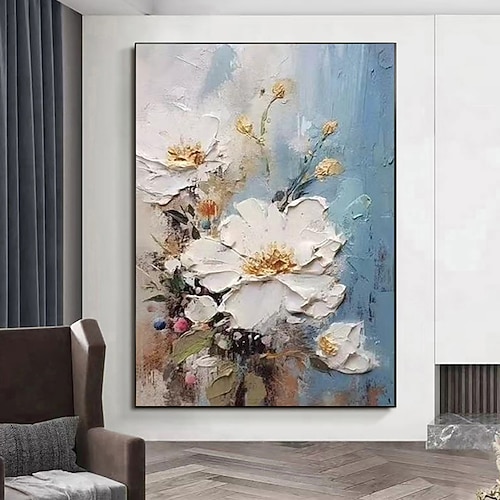 handgefertigte Ölgemälde, Wandkunst, Dekoration, handgemalt, abstrakt, Messermalerei, Blumen für die Inneneinrichtung, gespannter Rahmen, hängendes Gemälde/gerollte Leinwand (ohne Rahmen) Image