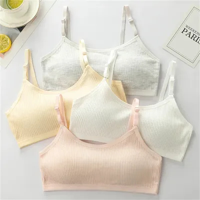 Children's Sports Bra Youth Sports Bra Girls' Training Bra Solid Color Adjustable Shoulder Strap Bra Anti Peeping Baby Bra