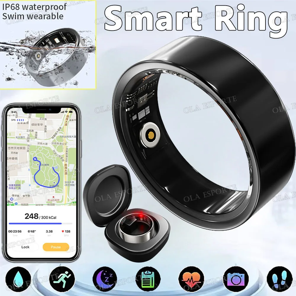 Männer Smart Ring Frauen 5ATM Wasserdichte Herzfrequenz Blutdruck Blut Sauerstoff Überwachung Erkennung Magnetische Lade Ring Pk R99 Image