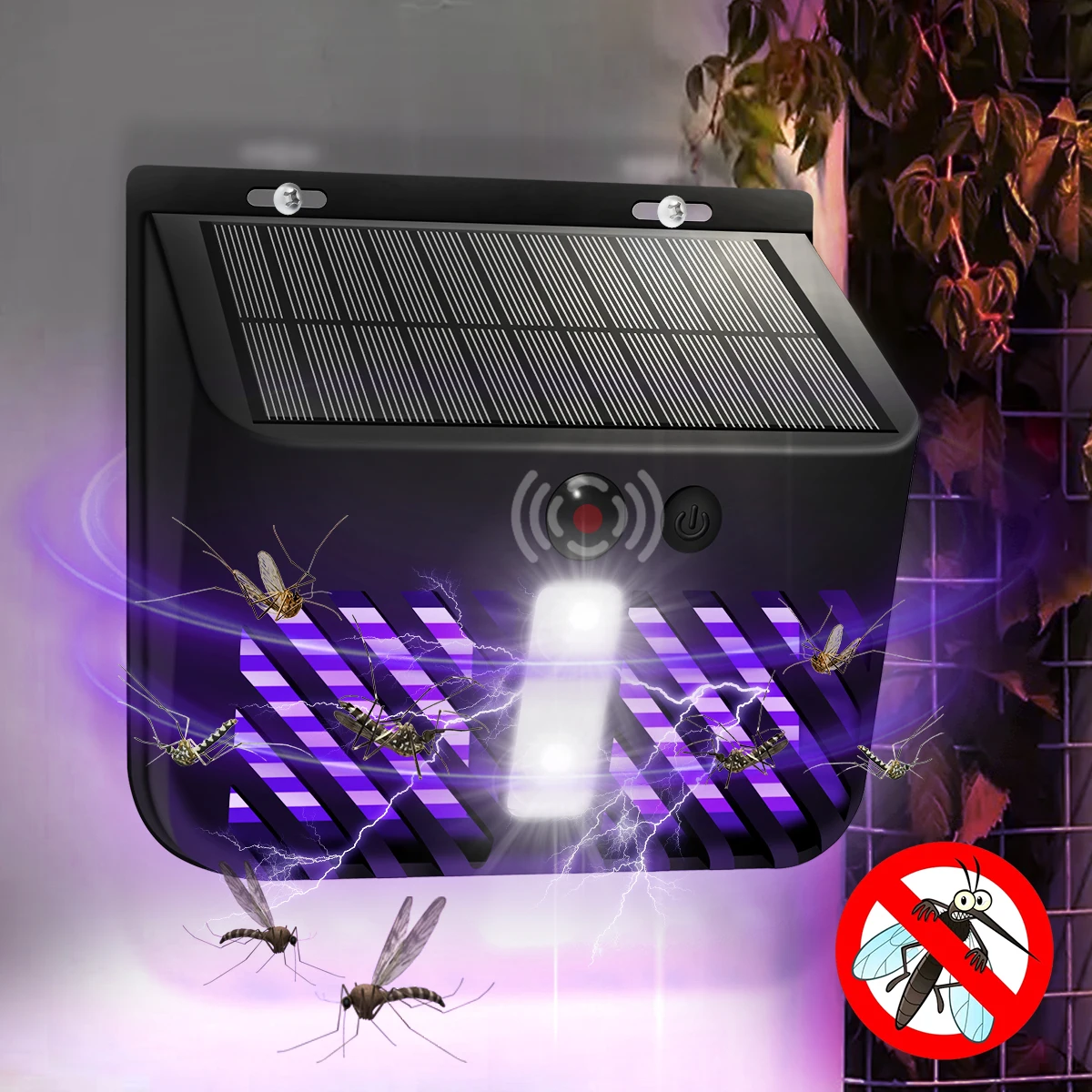 Solar Licht Solar Bug Zapper Outdoor Moskito Mörder Mit Bewegungssensor Wasserdichte Solar Powered Fliegenfalle Für Garten Hof Wand