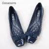Comemore Leder Damen Solide Ballerinas Plus Größe 35-41 Büroschuhe Damen Schwarze Espadrilles Karree Schleife Mokassins
