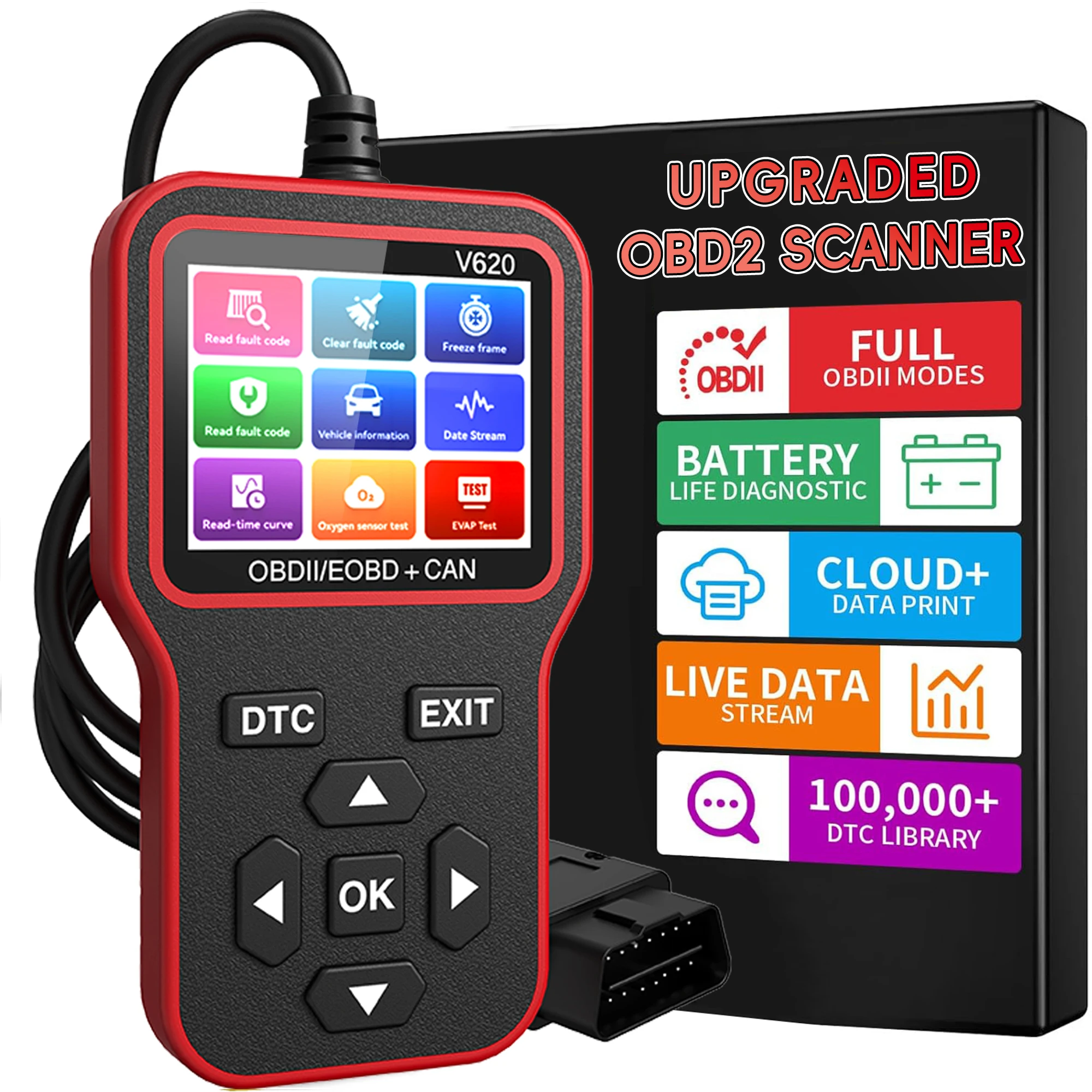 OBD2-Scanner, Auto-Code-Lesegerät, unterstützt Spannungstest, Auto-CAN-Diagnose-Scan-Tool, Lesen und Codes, überprüfen Sie das Motorlicht Image