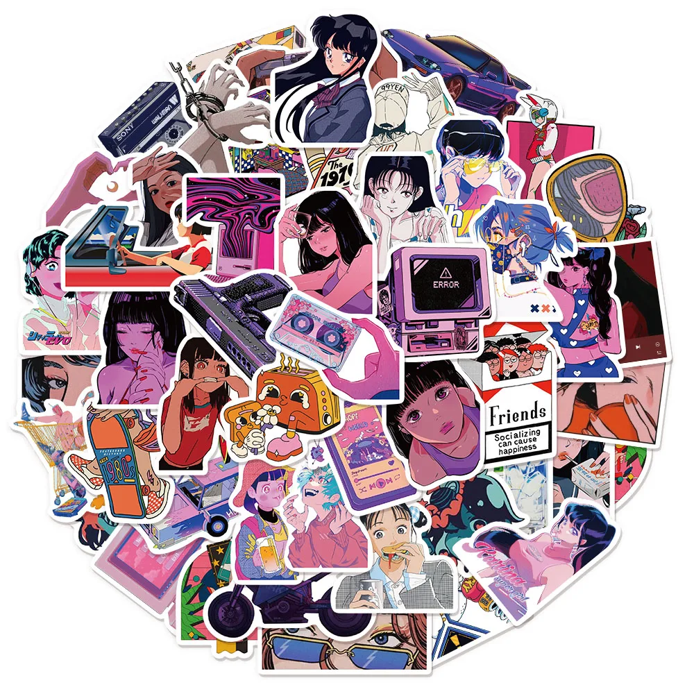 50PCS City Pop Amerikanischen Stil Kreative Graffiti Aufkleber DIY Gepäck Notebook Lautsprecher Skateboard Helm Wasserdichte Aufkleber Image