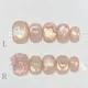 10pcs Cat's Eye Handmade Fake Nails Tips Cute Cat Short Square Round False Nail Art Wearable Pink Bow Design Press on Nails Sets