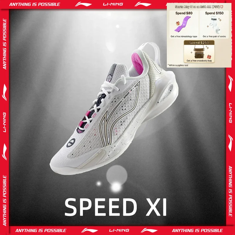 Li-Ning Herren SPEED XI Professionelle Basketballschuhe BOOM Cushion Bequeme, stabile Unterstützung LiNing Anti-Rutsch-Sneaker ABAV031 Image