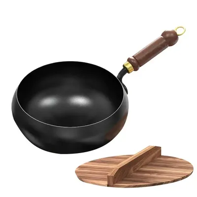 28cm Wok Pan Steak Cooking Pot Non Stick Pancake Pans Handmade Cast Iron Frying Gas Stove Induction Kitchen Cookware Wok Pan