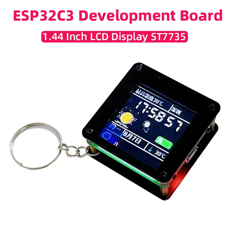 ESP32 C3 Entwicklungsboard 1,44 Zoll LCD Desktop Kleine Ornamente Tragbarer Handgepäckanhänger LVGL Spaceman ST7735 Wetteranzeige Image