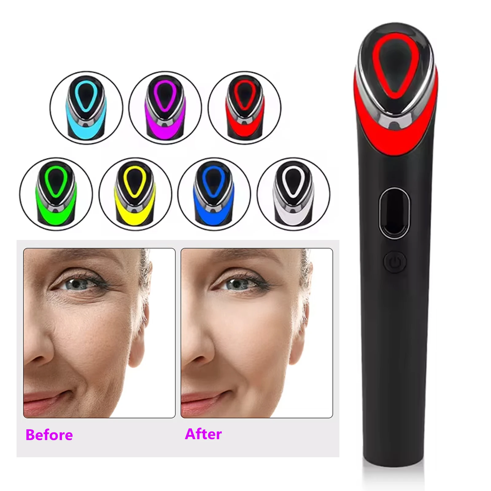 Booster Pro LED-Gesichtslichttherapie, 7 Farben, Augenschönheitsstab, rotes Licht, Augenmassagegerät für Hautpflege und blaues Verjüngungswerkzeug Image