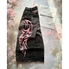 2025 neue Mode Übergroßen Rosa Gedruckt Loch Design Jeans Männer High Street Retro Hip Hop Beliebte Casual Hohe Taille Breite bein Hosen