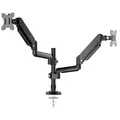 HILLPORT Staffa di montaggio da tavolo per doppio monitor per schermi LCD da 17 -32 pollici Rotazione inclinazione Supporto TV a due bracci regolabile Supporto PC H33