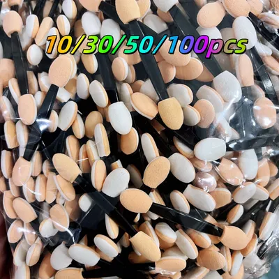 10/30/50/100Pcs Eyeshadow Applicator Pro Sponge Stick Disposable Double Sided Eye Shadow Applicators Brush Makeup Cosmetic Tools