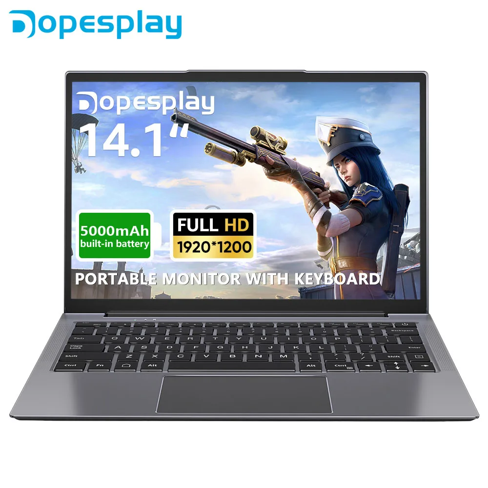 Dopesplay 14,1 Zoll tragbare Lapdock-Monitore mit Tastatur für Samsung Steam DeX HDR 1200P IPS Laptop Externer Bildschirm Extender Image