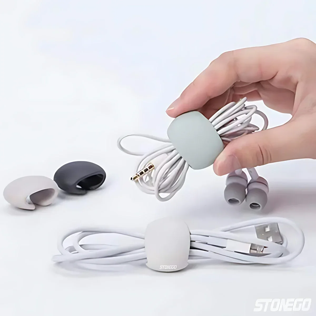 Einfache runde Clip USB Ladegerät Kabel Wickler Schreibtisch ordentlich Organizer Draht Kabel Blei Wrap Fixer Maus Kabel Schutz Image