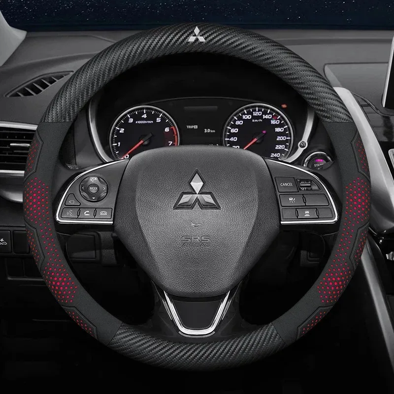 Auto Wildleder Carbon faser Leder Lenkrad Abdeckung Für Mitsubishi Outlander Pajero Asx Lancer EX Evolution L200 Triton RALLIART Image