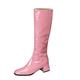 Lizoleor Sweet Patent Block Heel Square Toe Women Knee High Boots Back Zipper Wide Fit Mid Heel Wedding Dress Long Boots Pink Size 4.5 UK/38