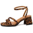 Qynthra Women's Ankle Strap Sandals with Strappy Design Block Heel Available in Black and Leopard Print Perfect for Date Nights Bars and Festivals,Leopard Print,4 UK