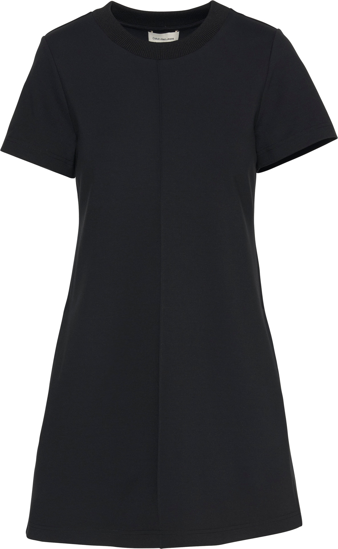 Jerseykleid CALVIN KLEIN JEANS "A- PUNTO MILANO T SHIRT DRESS", Damen, Gr. XXS (34), N-Gr, schwarz, Jersey, Obermaterial: 66% Viskose, 30% Polyamid, 4% Elasthan, unifarben, Feminin, klassisch kurz, Rundhals, eingesetzt abgesteppte Kante, Kleider,... Image