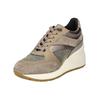 Sneaker GEOX "Geox Sneaker Leder", Damen, Gr. 38, grau (taupe), Leder, casual, Schuhe