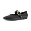 Ballerina GABOR, Damen, Gr. 42, schwarz, Glattleder, unifarben, elegant, Schuhe, Businesschuh mit verstellbarer, goldfarbener Schnalle