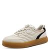 Plateausneaker TAMARIS, Damen, Gr. 41, beige (creme kombiniert), Leder, Lederimitat, unifarben mit Farbeinsätzen, gesteppt, sportlich, Schuhe, Freizeitschuh, Halbschuh, Schnürschuh mit trendiger Ziersteppung