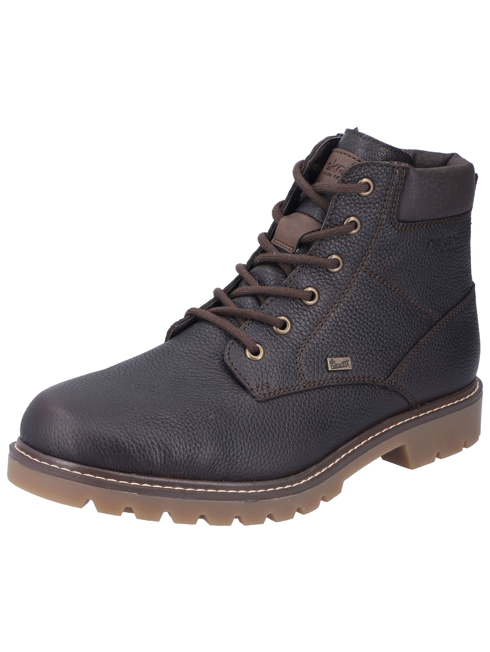 Schnürstiefelette RIEKER "Rieker Stiefelette Leder/Textil", Herren, Gr. 45, kastanie, Leder, Casual, Schuhe