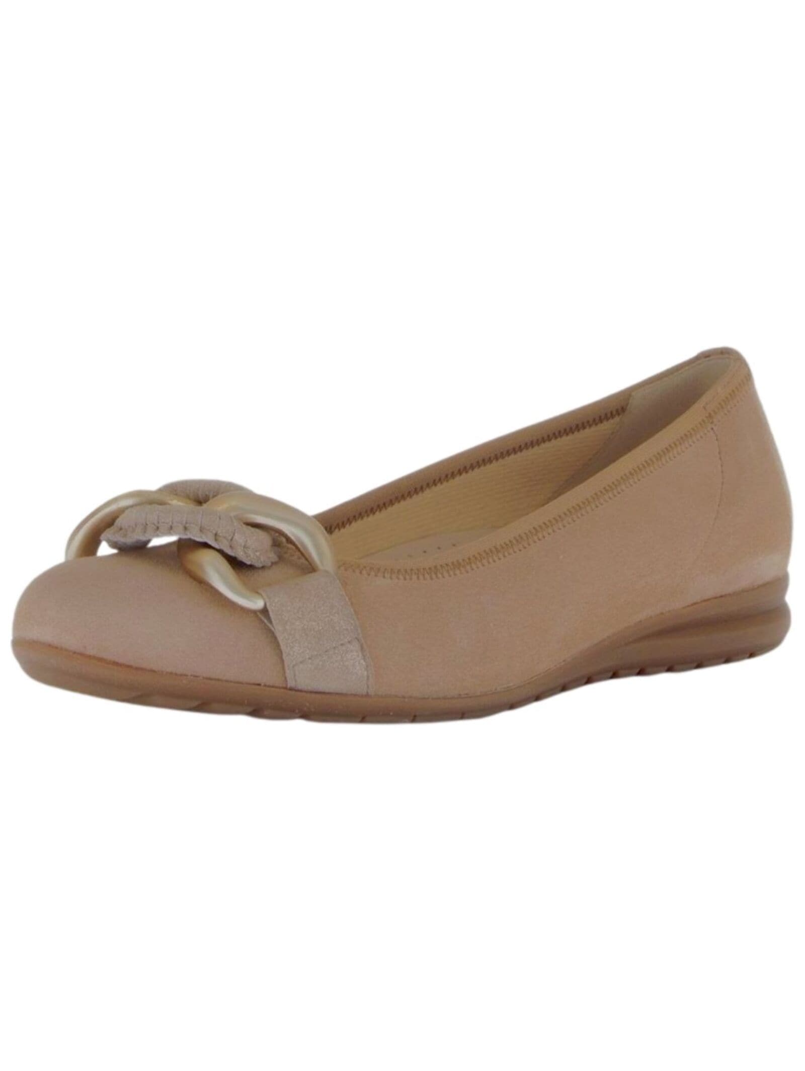 Ballerina GABOR COMFORT "Gabor Comfort Ballerinas Veloursleder", Damen, Gr. 39, beige (sand), Veloursleder, Schuhe Ballerina