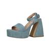 High-Heel-Sandalette STEVE MADDEN "STEVE MADDEN Sandalen Textil", Damen, Gr. 41, blau (denim), Textil, casual, Schuhe