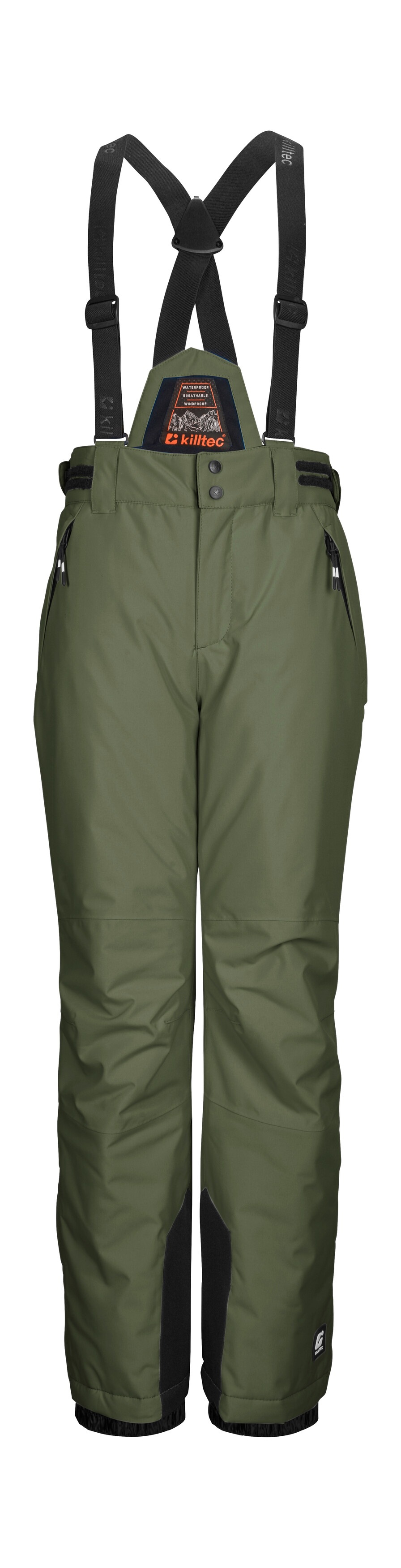 Skihose KILLTEC "KSW 214 BYS SKI PNTS", Kinder, Gr. 152, Normalgrößen, grün (olivgrün), Oberstoff: 100% Polyester, Futter: 100% Polyester, Füllung: 100% Polyester, Sportlich, Hosen, Wasserdichte, atmungsaktive Skihose mit verstellbarem Latz. Image