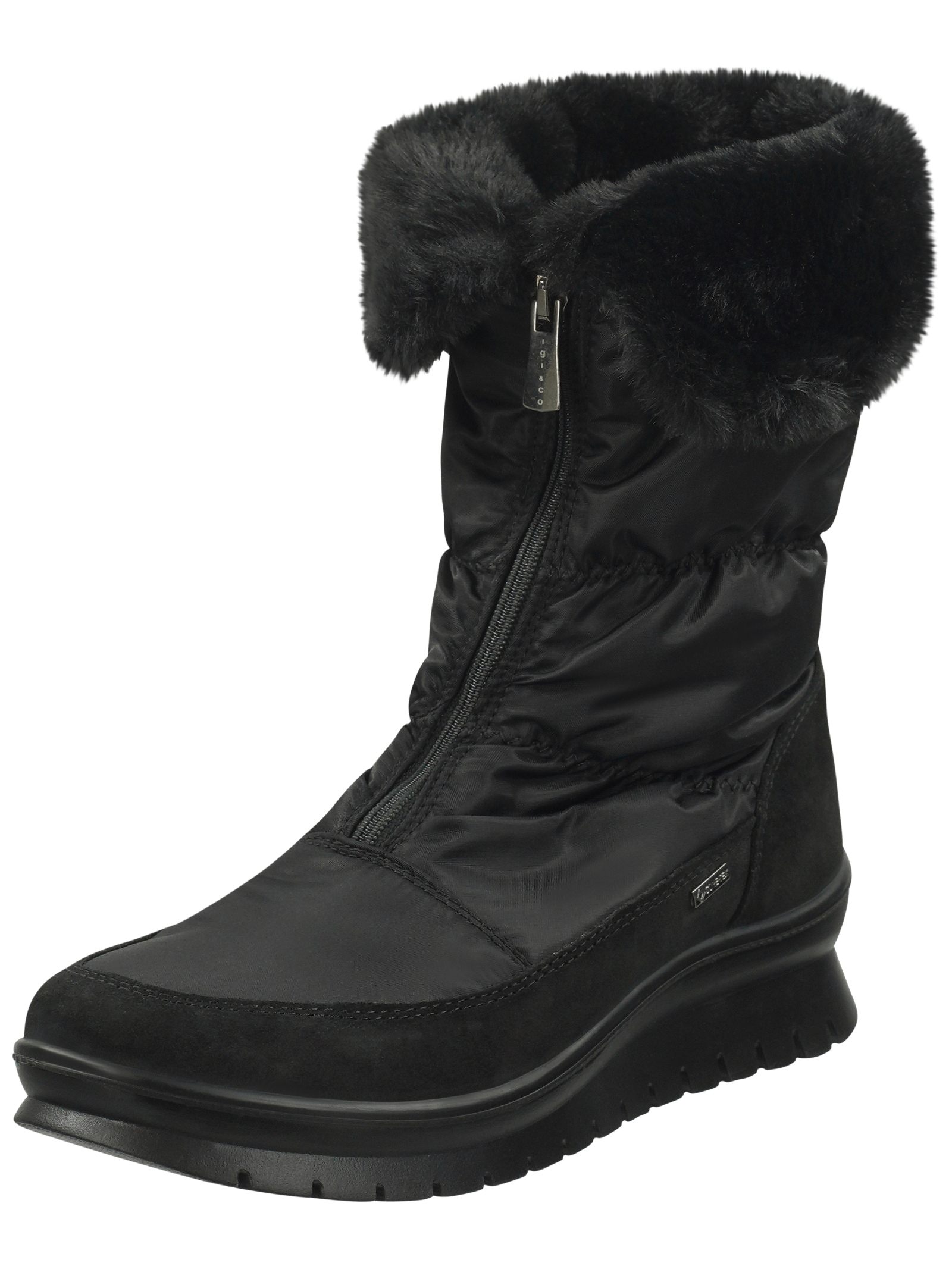 Stiefelette IGI & CO "IGI & CO Stiefelette Leder/Textil", Damen, Gr. 38, schwarz, Leder, Textil, Casual, Schuhe