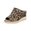 Pantolette TAMARIS "Tamaris Pantoletten Leder", Damen, Gr. 39, braun (leopard), Leder, casual, Schuhe